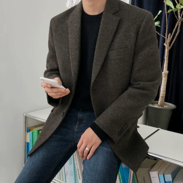 MRCYC Winter Cool Tweed Small Suit Men's Slim Korean Trend Suit Thickened Casual Single Western Jacket