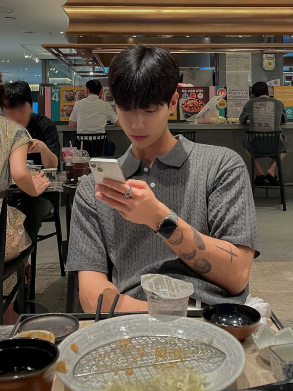 MRCYC Twist Pattern Lapel Knit Short Sleeve Men's Summer Loose Polo Shirt Short T Korean Old Money Style Short Sleeve T-Shirt