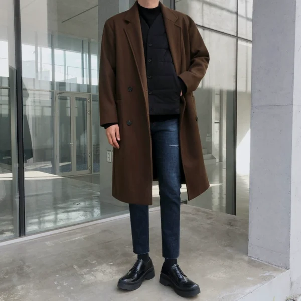 MRCYC woolen coat men's mid-length winter new thick woolen coat trend youth slim windbreaker