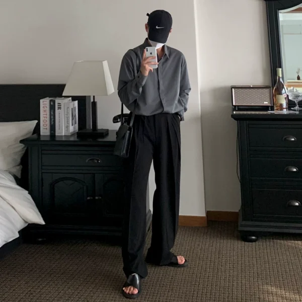 MRCYC ruffian shirt long sleeve men's autumn new Korean trend casual 𫔮 shirt jacket ice silk loose top