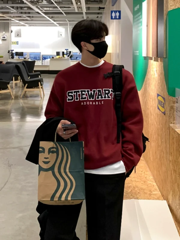 MRCYC Sweatshirt Men's Spring and Autumn Korean Trend Loose Crew Neck Monogram Print Pullover Long Sleeve T-Shirt Jacket