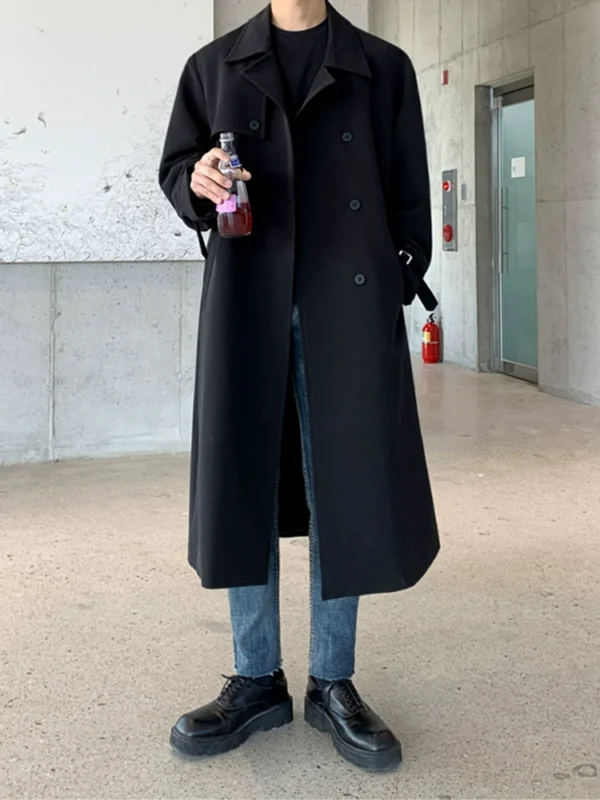 MRCYC Autumn New Midi Trench Coat Men's Korean Trend Over-the-knee Loose Handsome Jacket British Style Coat