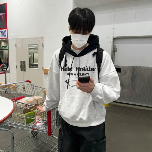 MRCYC high-quality printed hooded sweatshirt for men and women autumn cotton loose top Korean version of the trendy couple wear