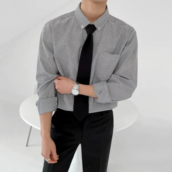 MRCYC Autumn Long Sleeve Striped Shirt Men's Korean Trend Handsome DK Uniform Men's Ruffian Handsome Casual Shirt