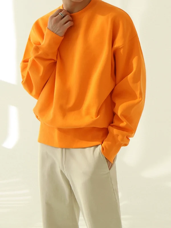 MRCYC high-end crew neck sweatshirt men's solid color spring and autumn Korean loose trend versatile cotton long-sleeved top