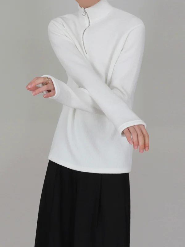 MRCYC half-height zipper long-sleeved T-shirt men's autumn and winter warm and thickened with Korean trend semi-turtleneck base layer