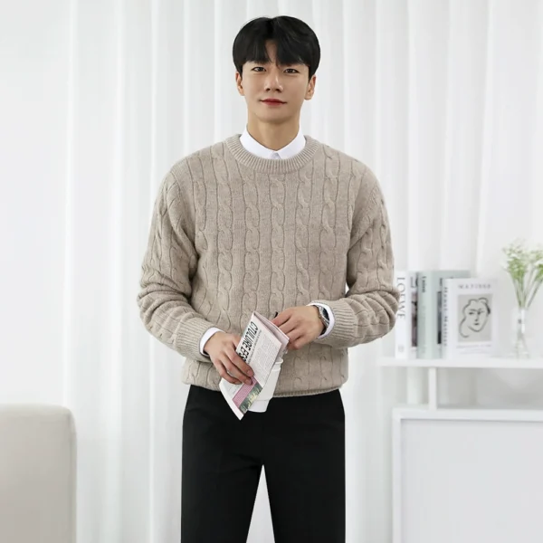 MRCYC crewneck twist knitwear men's autumn and winter new Korean fashion business loose pullover sweater underwear