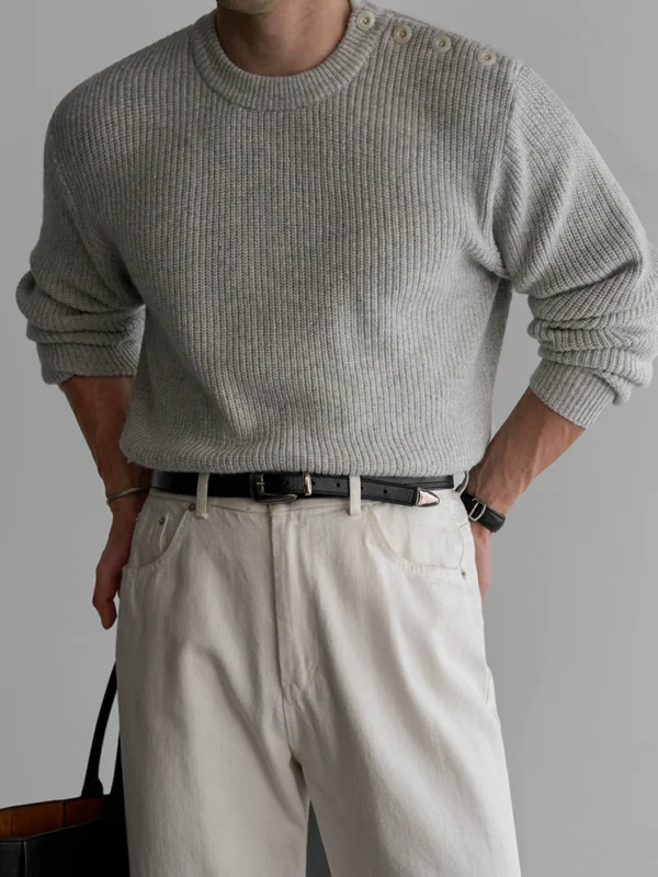 MRCYC design crew neck sweater men's autumn and winter lazy knitted base shirt Korean old money style outfit