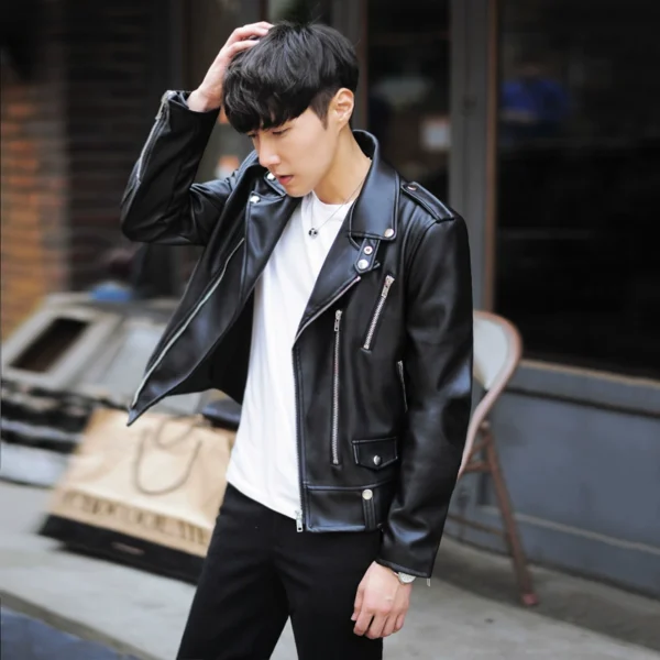 Trendy men's leather jacket jacket men's leather jacket korean slim short youth motorcycle leather jacket men's trend